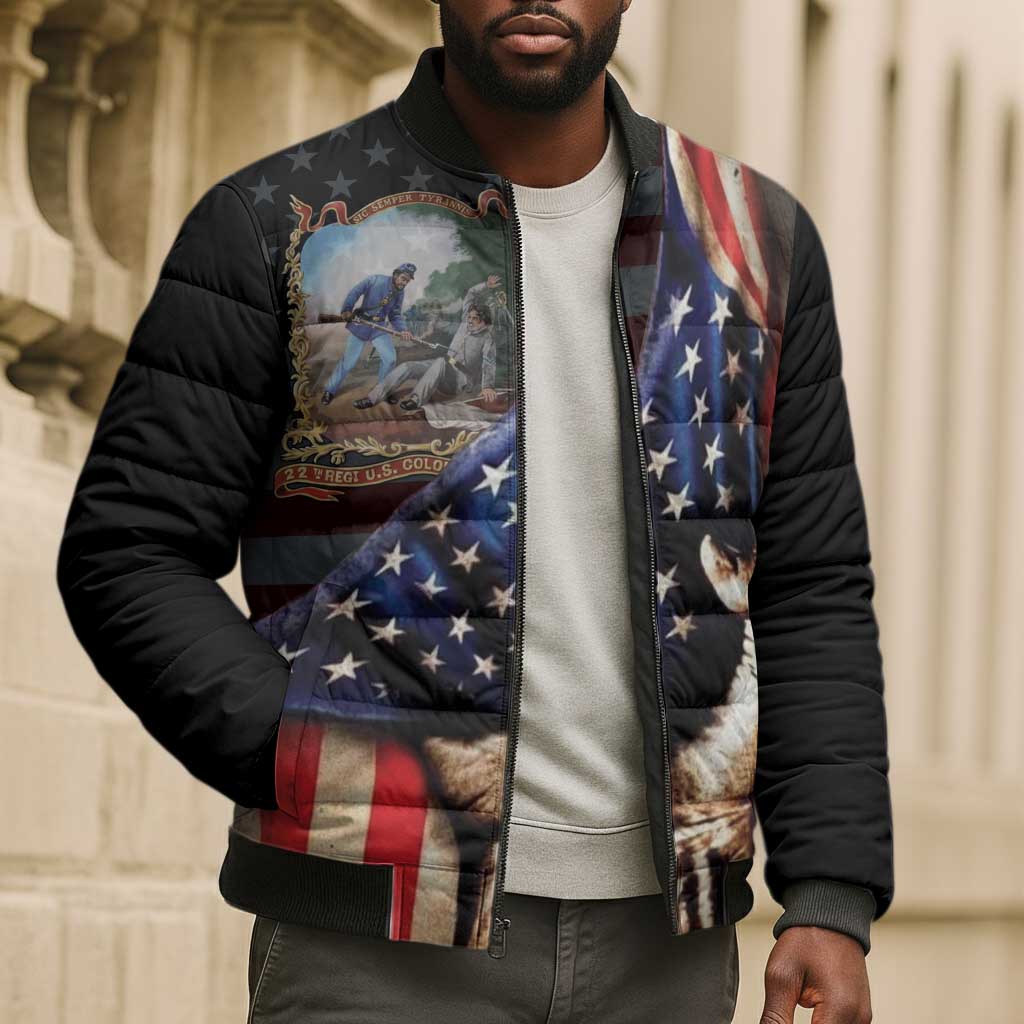 22nd United States Colored Troops Bomber Puffer Jacket Flag of Freedom - African Pride