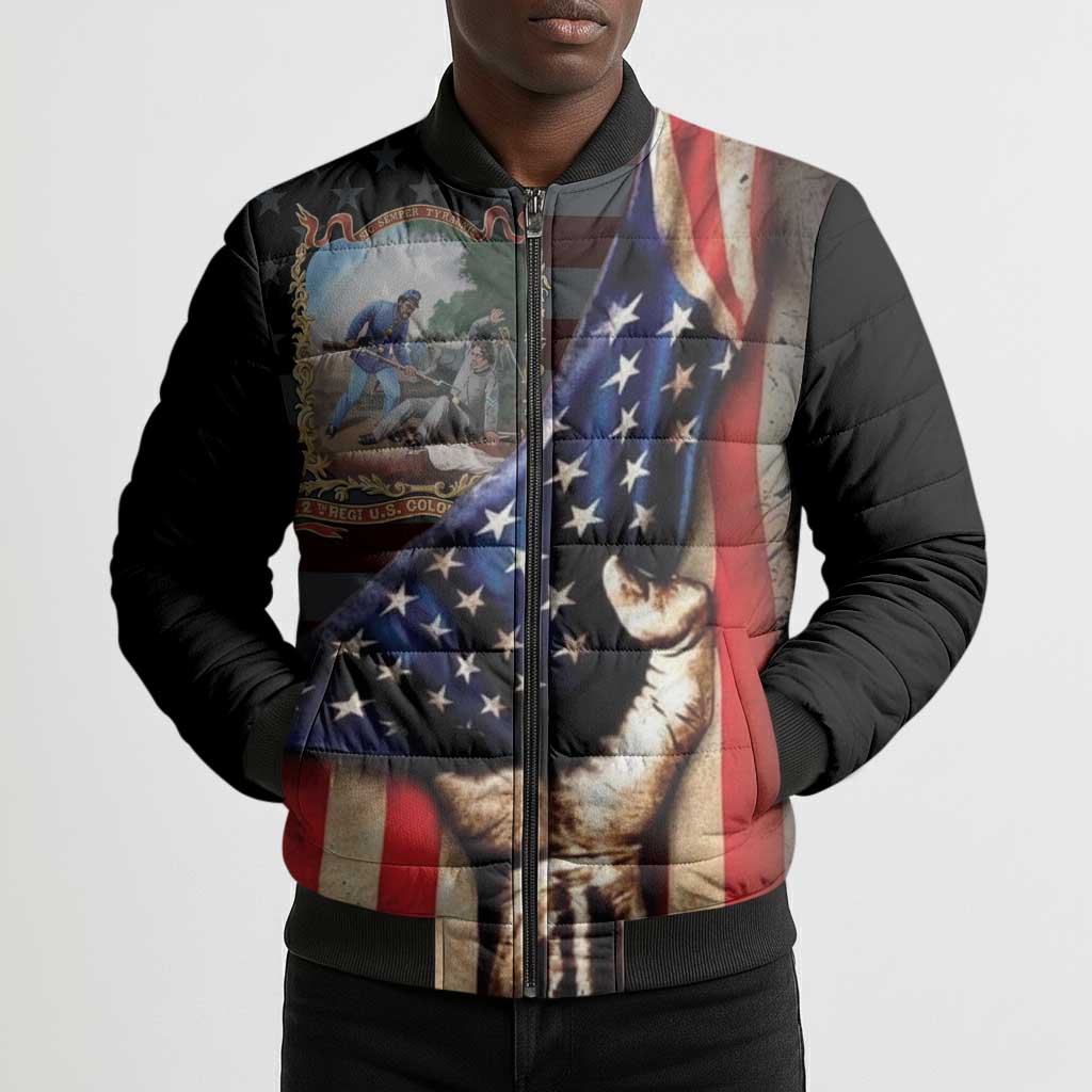 22nd United States Colored Troops Bomber Puffer Jacket Flag of Freedom - African Pride