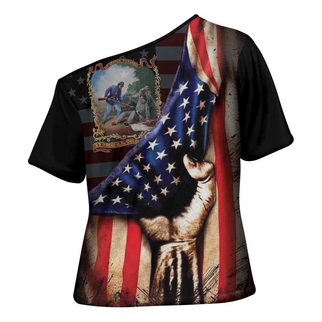 22nd United States Colored Troops Cross Shoulder Shirt Flag of Freedom - African Pride
