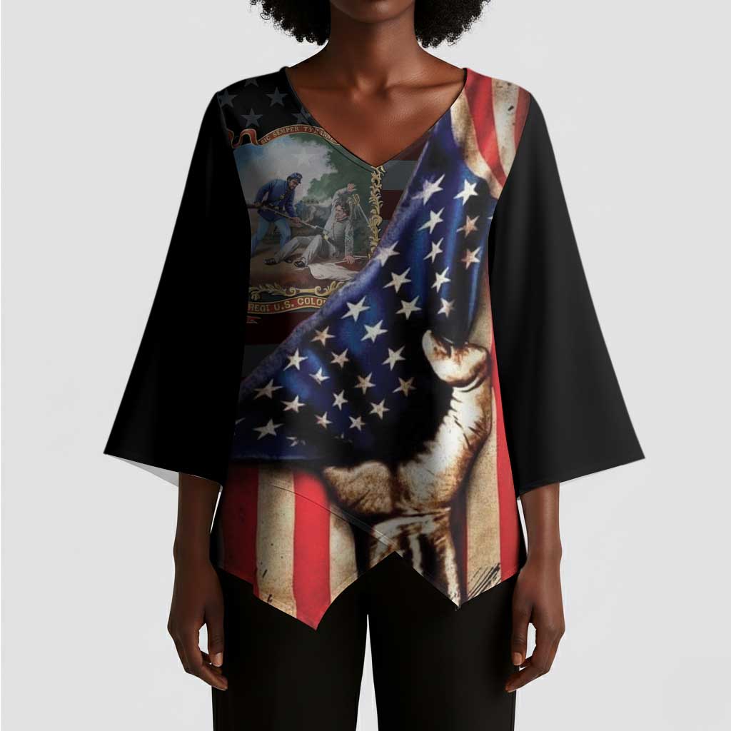 22nd United States Colored Troops Kimono Sleeve Blouse Flag of Freedom - African Pride