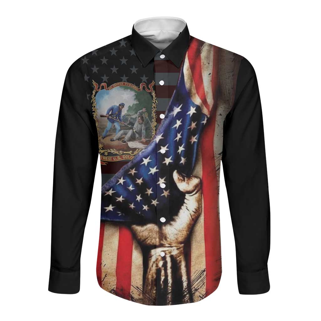 22nd United States Colored Troops Long Sleeve Button Shirt Flag of Freedom - African Pride