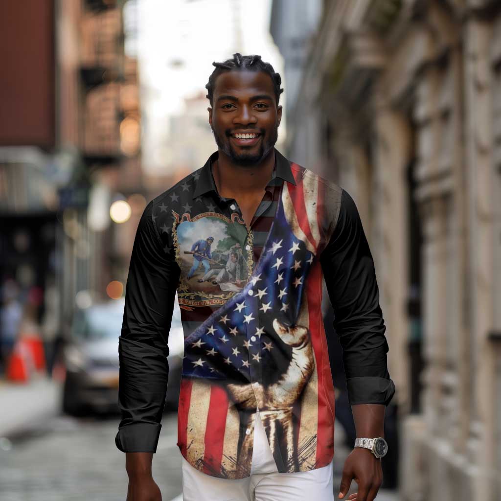22nd United States Colored Troops Long Sleeve Button Shirt Flag of Freedom - African Pride