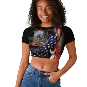 22nd United States Colored Troops Raglan Cropped T shirt Flag of Freedom - African Pride