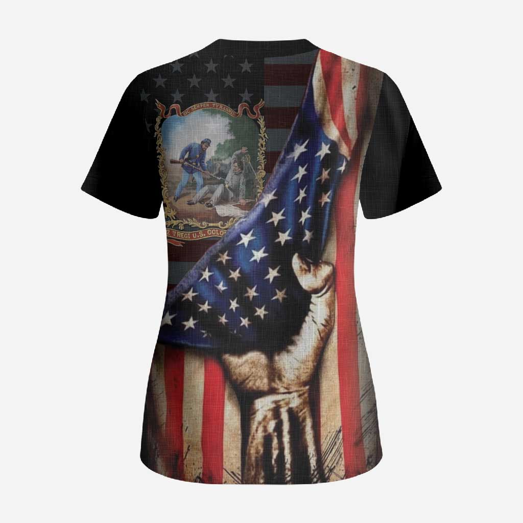 22nd United States Colored Troops Scrub Top Flag of Freedom - African Pride