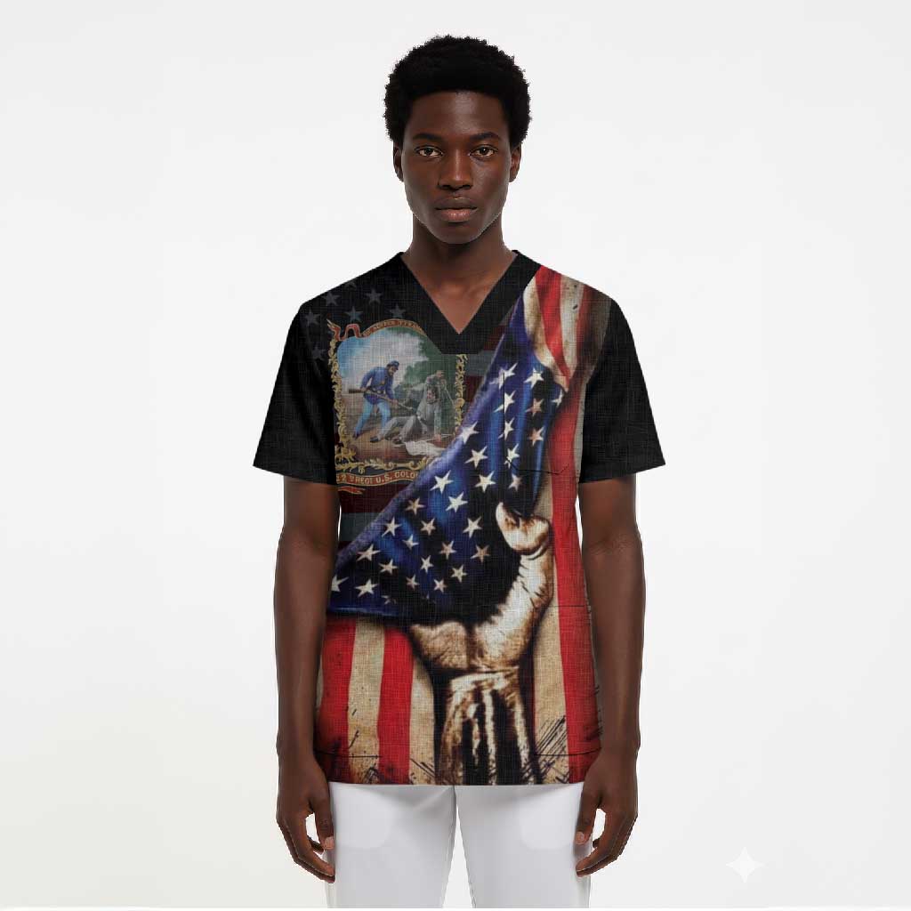 22nd United States Colored Troops Scrub Top Flag of Freedom - African Pride