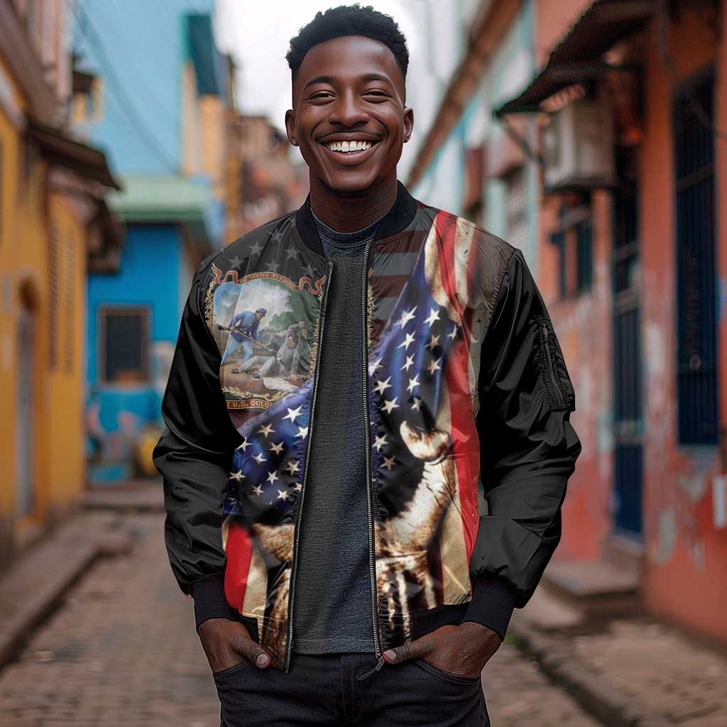 22nd United States Colored Troops Sleeve Zip Bomber Jacket Flag of Freedom - African Pride
