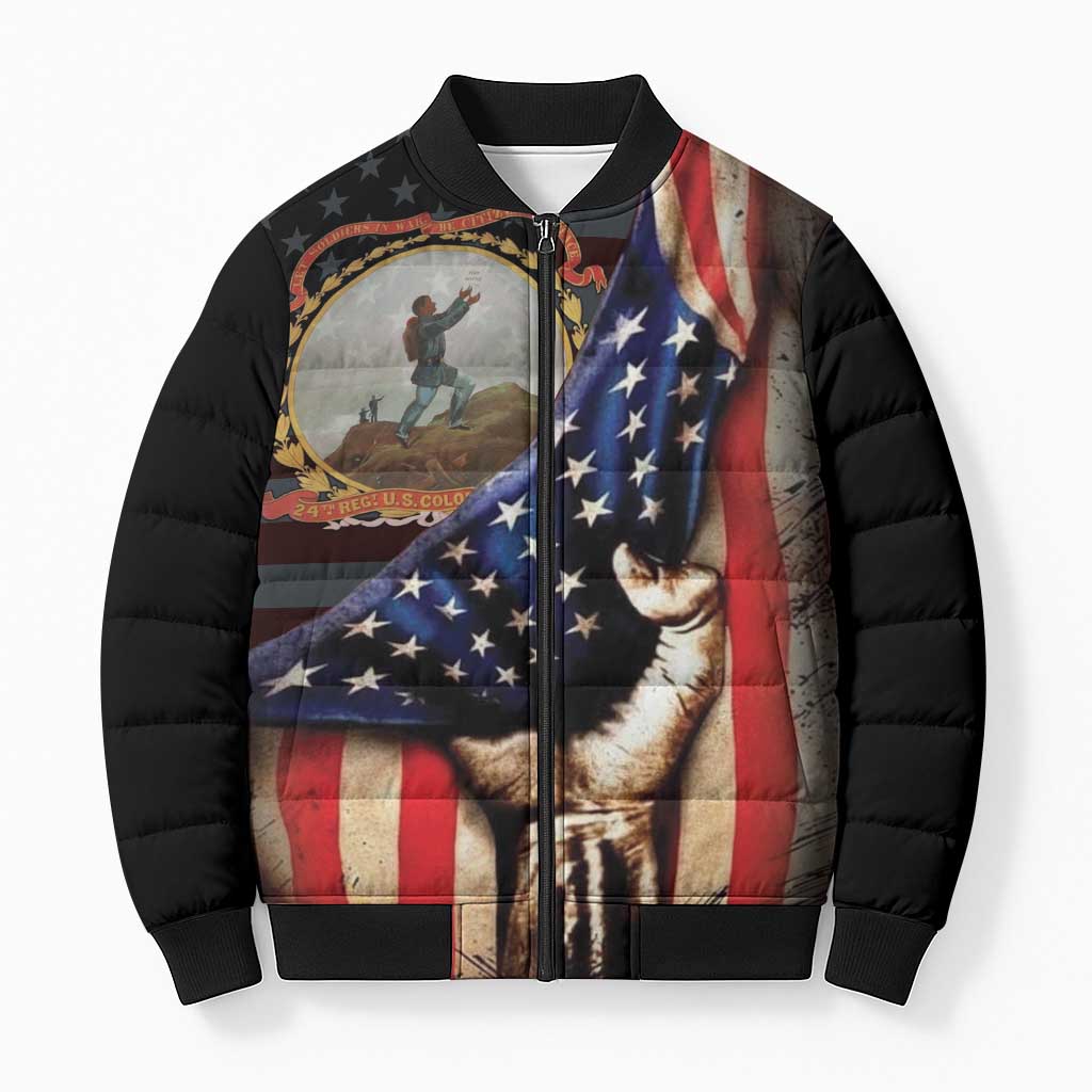 24th Regiment USCT Bomber Puffer Jacket Flag of Freedom - African Pride