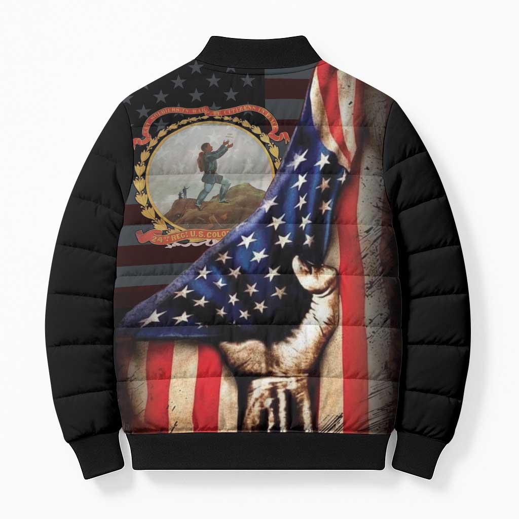 24th Regiment USCT Bomber Puffer Jacket Flag of Freedom - African Pride