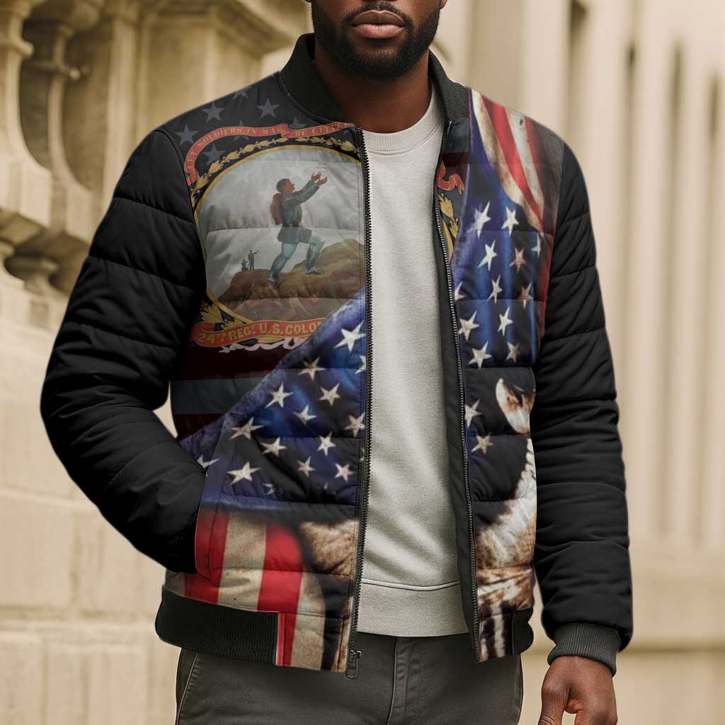 24th Regiment USCT Bomber Puffer Jacket Flag of Freedom - African Pride