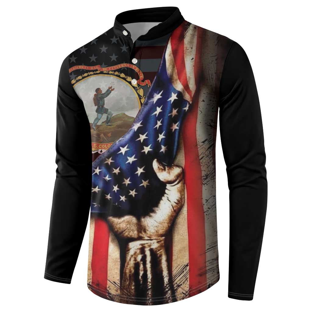 24th Regiment USCT Button Sweatshirt Flag of Freedom