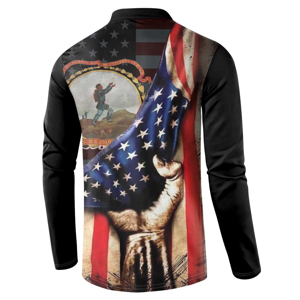 24th Regiment USCT Button Sweatshirt Flag of Freedom