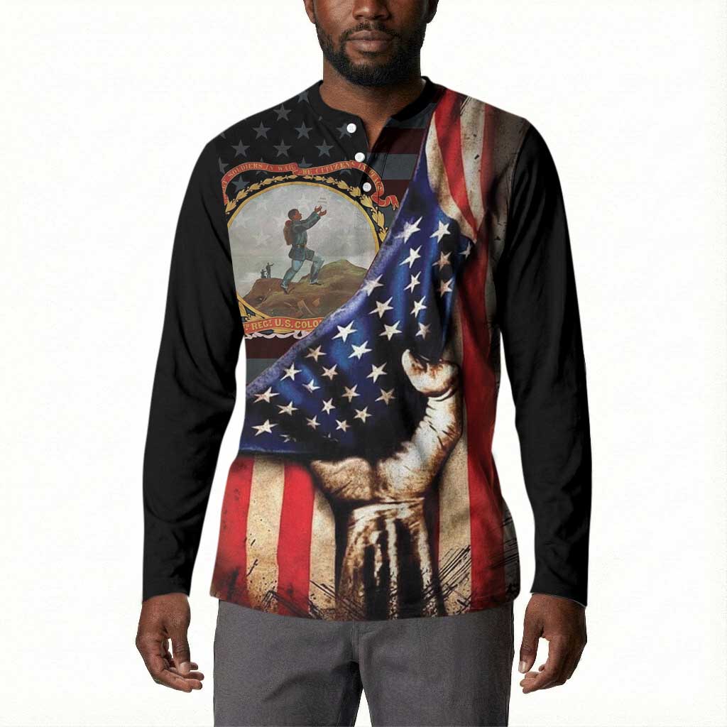 24th Regiment USCT Button Sweatshirt Flag of Freedom