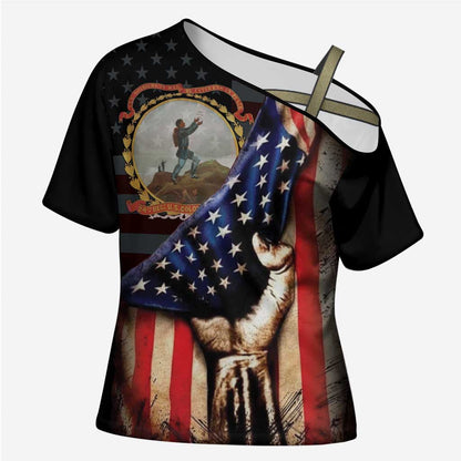 24th Regiment USCT Cross Shoulder Shirt Flag of Freedom - African Pride