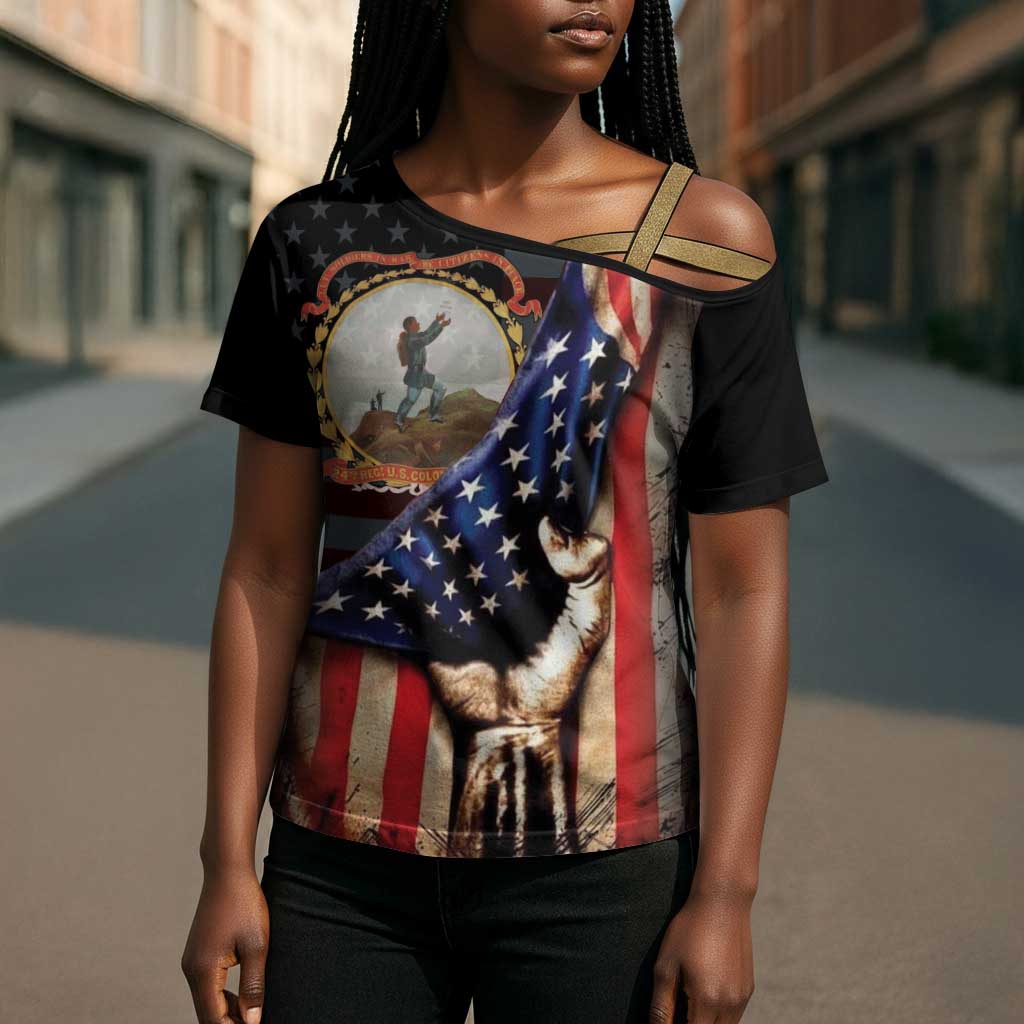 24th Regiment USCT Cross Shoulder Shirt Flag of Freedom - African Pride