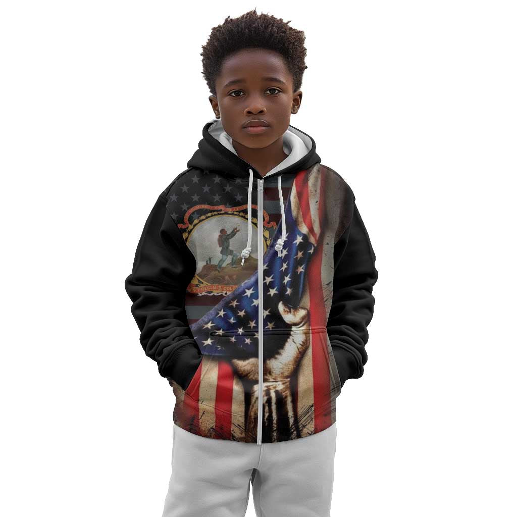 24th Regiment USCT Kid Hoodie Flag of Freedom - African Pride