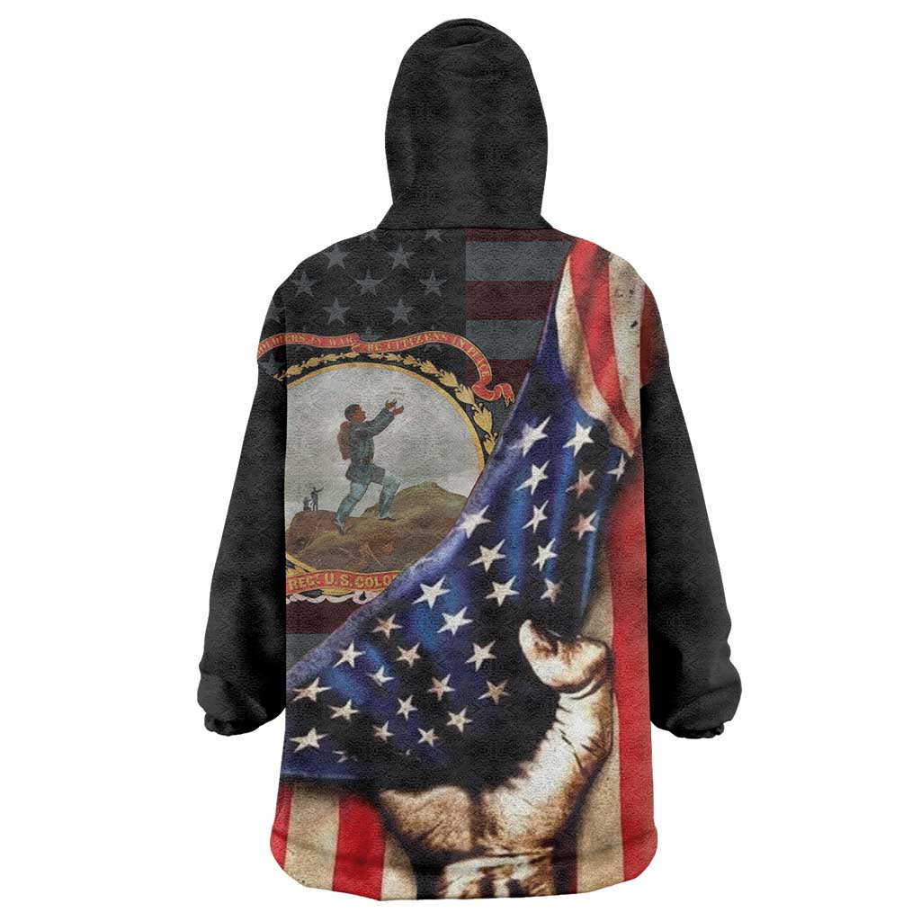 24th Regiment USCT Kid Wearable Blanket Hoodie Flag of Freedom - African Pride