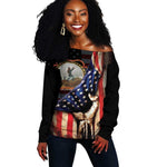 24th Regiment USCT Off Shoulder Sweater Flag of Freedom - African Pride