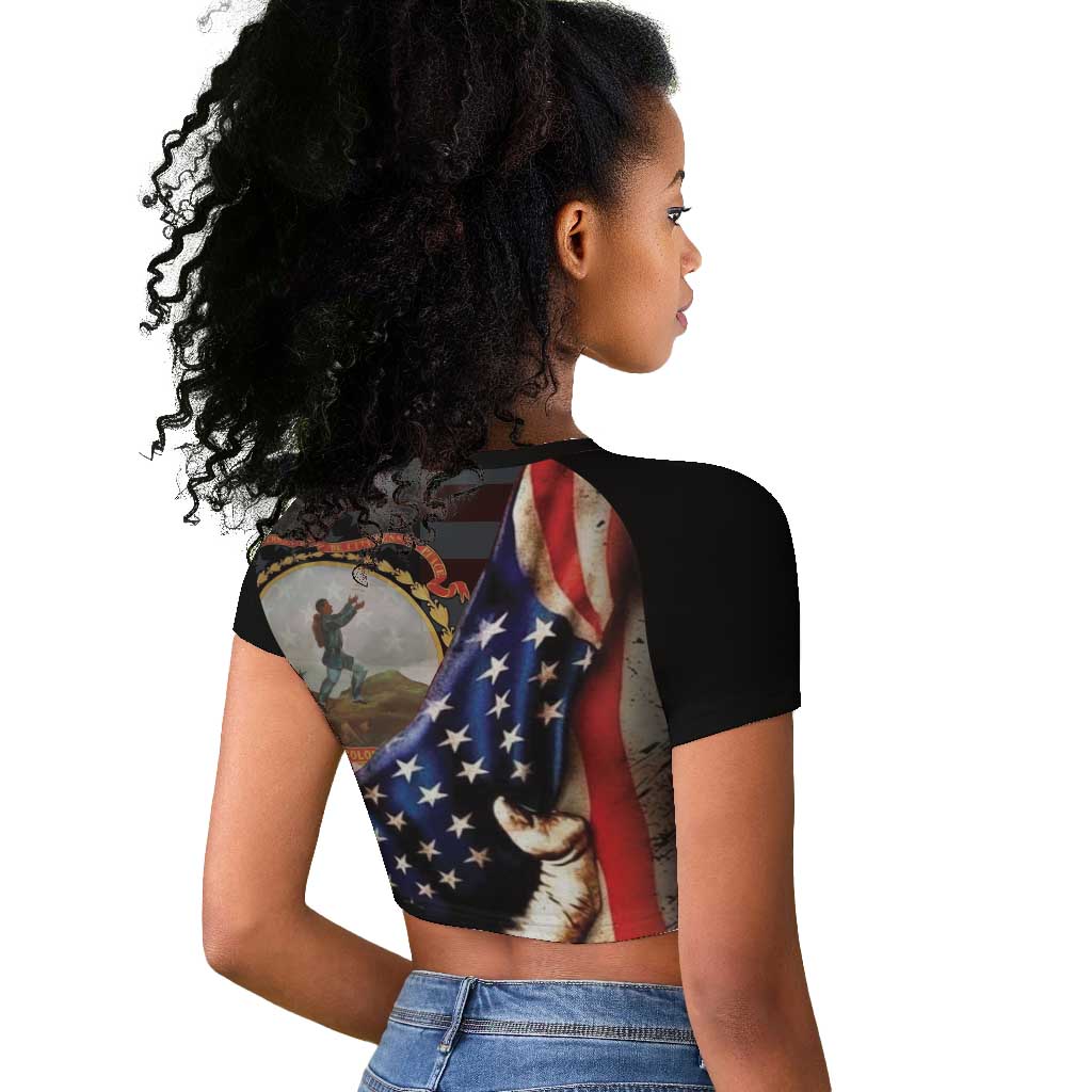 24th Regiment USCT Raglan Cropped T shirt Flag of Freedom - African Pride