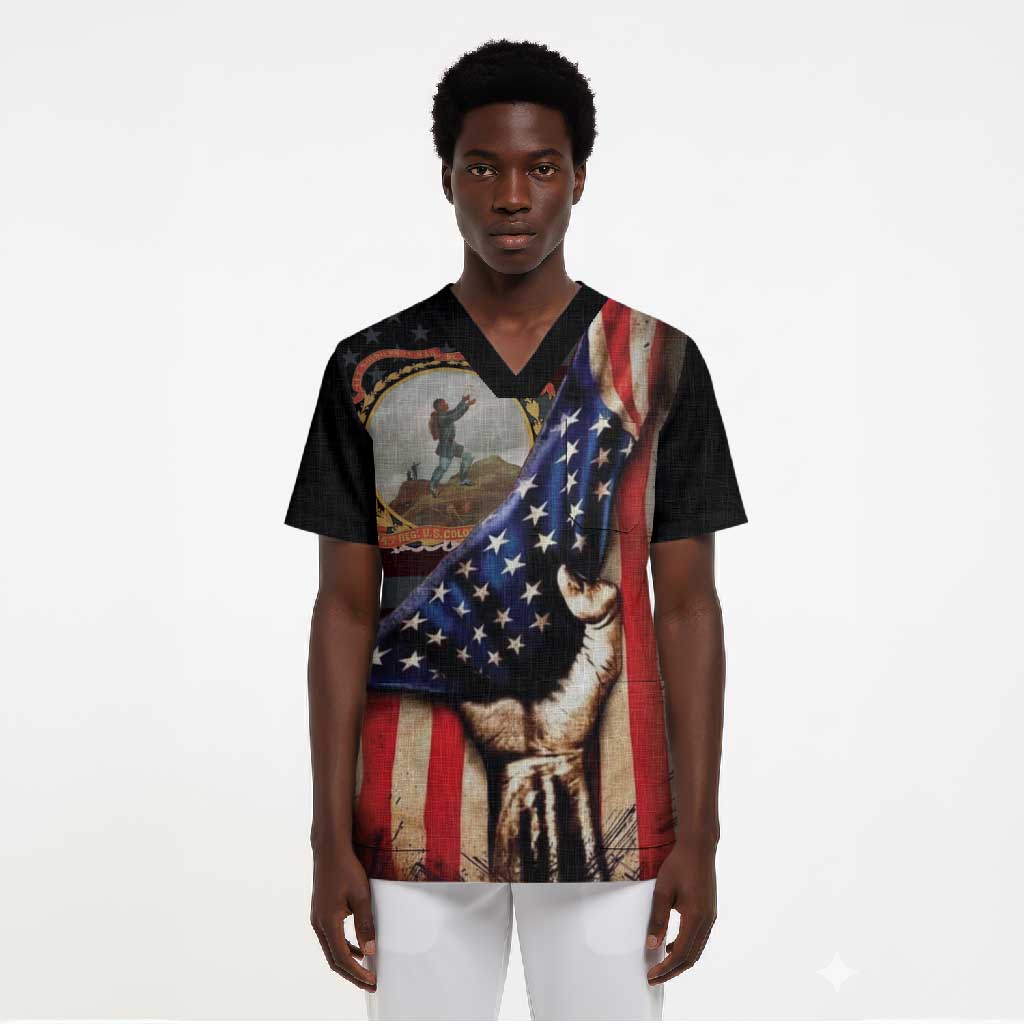 24th Regiment USCT Scrub Top Flag of Freedom - African Pride