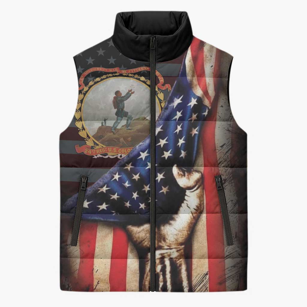 24th Regiment USCT Sleeveless Puffer Jacket Flag of Freedom - African Pride