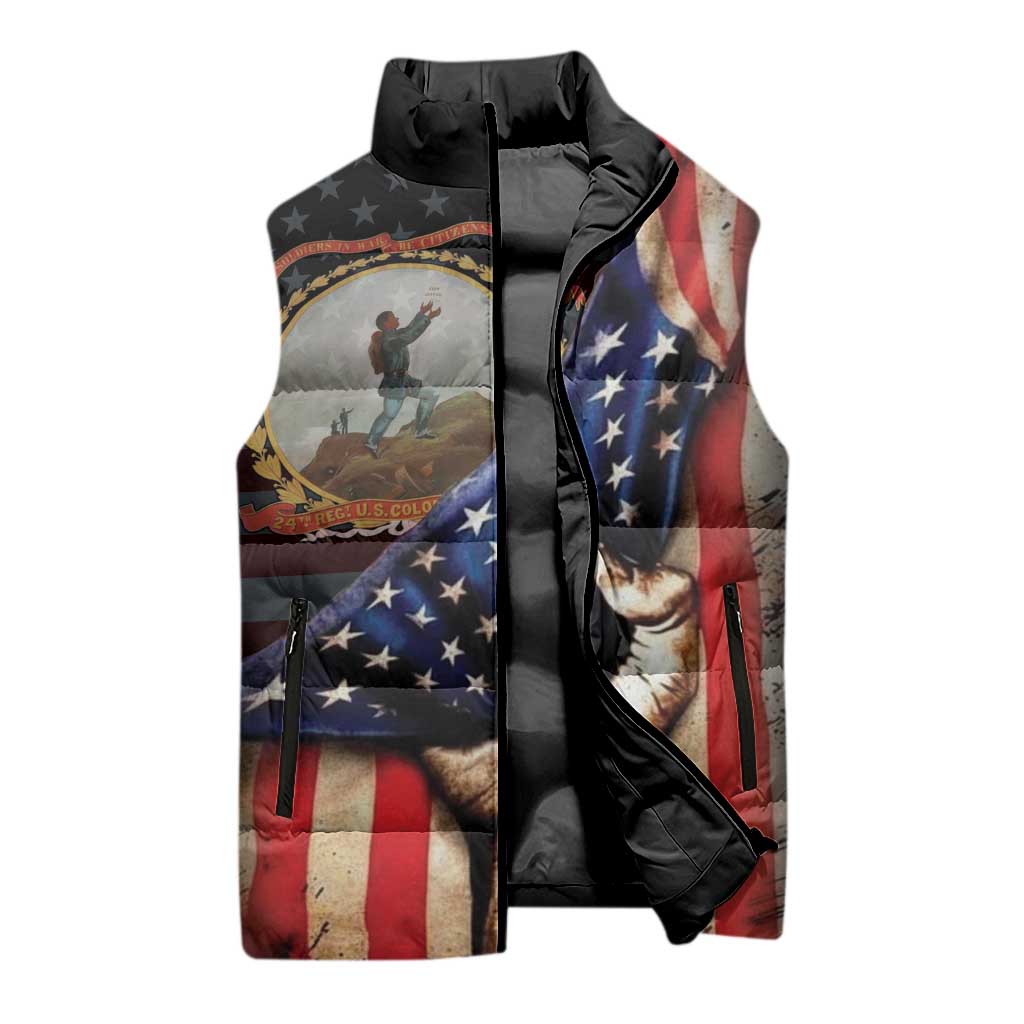 24th Regiment USCT Sleeveless Puffer Jacket Flag of Freedom - African Pride