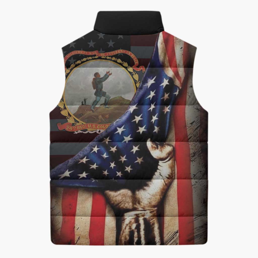 24th Regiment USCT Sleeveless Puffer Jacket Flag of Freedom - African Pride