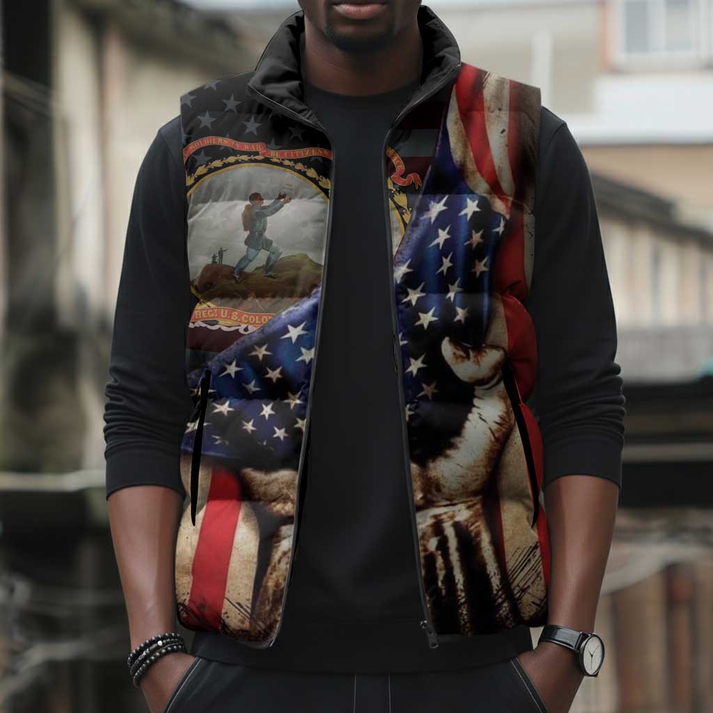 24th Regiment USCT Sleeveless Puffer Jacket Flag of Freedom - African Pride