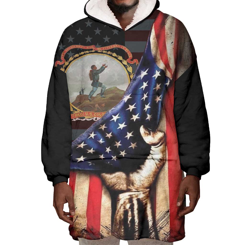 24th Regiment USCT Wearable Blanket Hoodie Flag of Freedom - African Pride