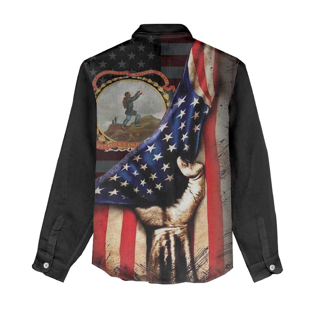 24th Regiment USCT Women Casual Shirt Flag of Freedom - African Pride
