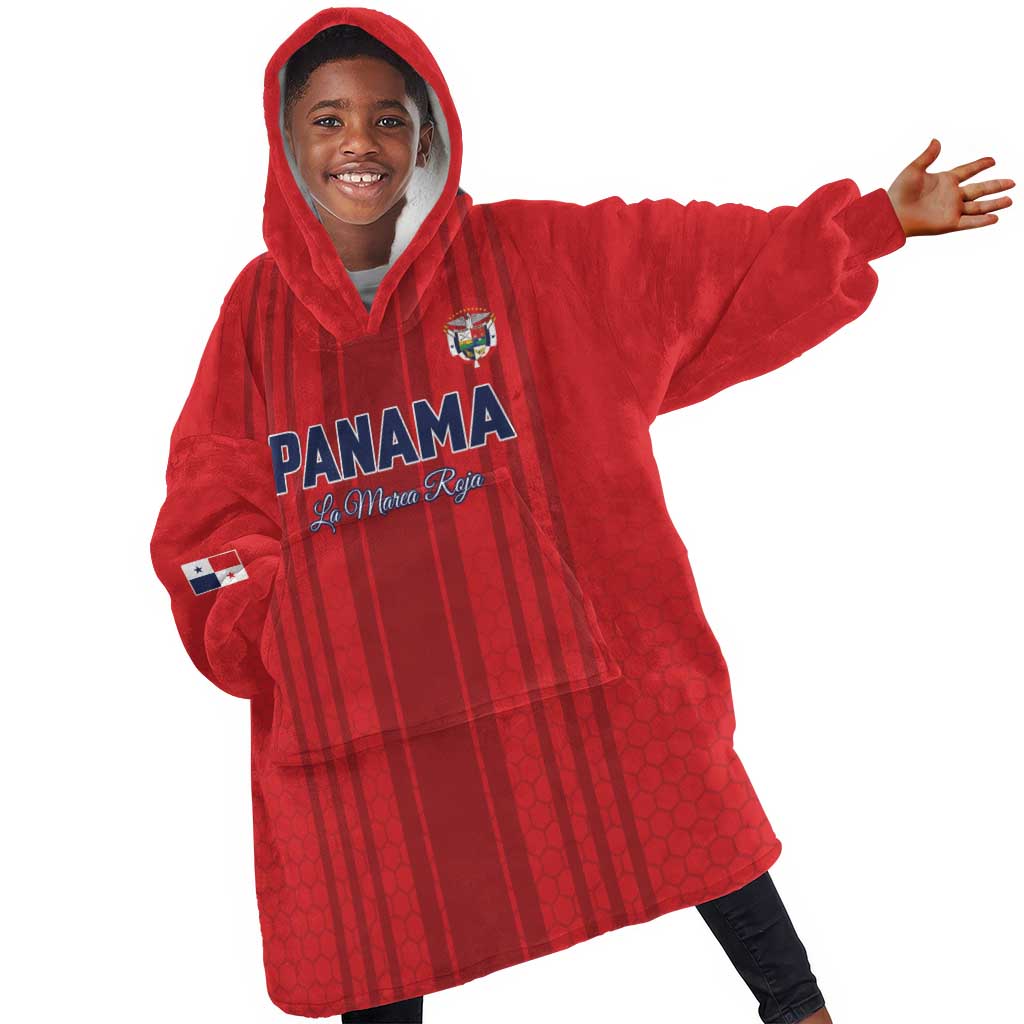 Custom Panama Football 2026 Kid Wearable Blanket Hoodie La Marea Roja Rising