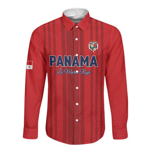 Custom Panama Football 2026 Long Sleeve Button Shirt La Marea Roja Rising