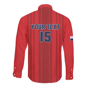 Custom Panama Football 2026 Long Sleeve Button Shirt La Marea Roja Rising
