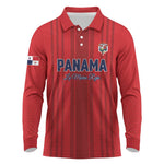 Custom Panama Football 2026 Long Sleeve Polo Shirt La Marea Roja Rising