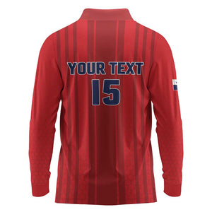 Custom Panama Football 2026 Long Sleeve Polo Shirt La Marea Roja Rising
