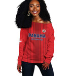 Custom Panama Football 2026 Off Shoulder Sweater La Marea Roja Rising