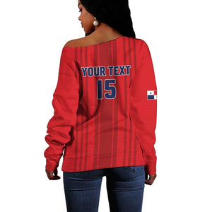 Custom Panama Football 2026 Off Shoulder Sweater La Marea Roja Rising