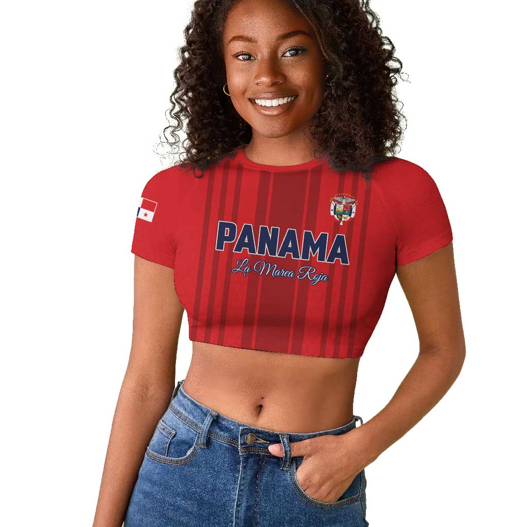 Custom Panama Football 2026 Raglan Cropped T shirt La Marea Roja Rising