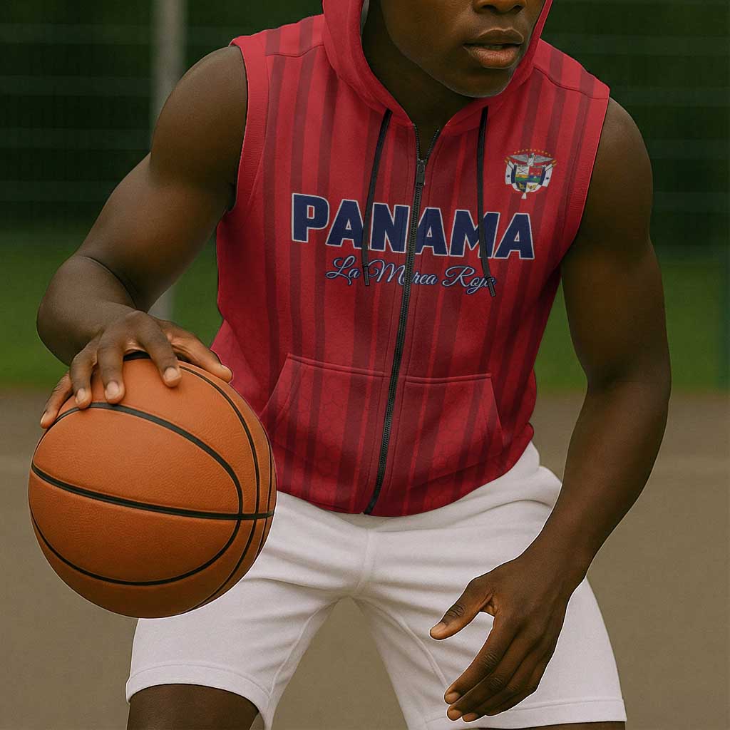 Custom Panama Football 2026 Sleeveless Zip Hoodie La Marea Roja Rising