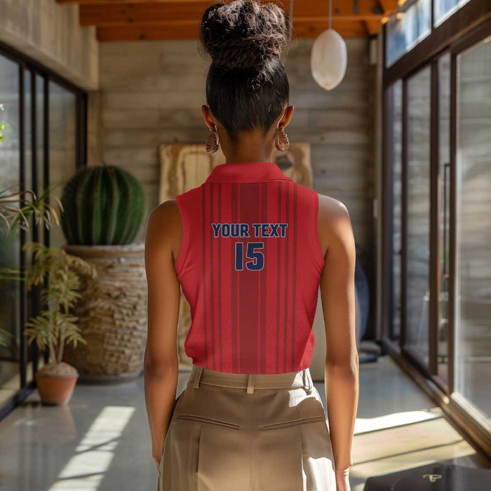 Custom Panama Football 2026 Women Sleeveless Polo Shirt La Marea Roja Rising