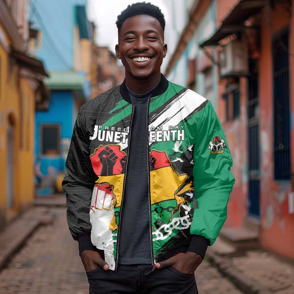 Personalised Afro Nigeria Juneteenth Bomber Jacket Freedom Day
