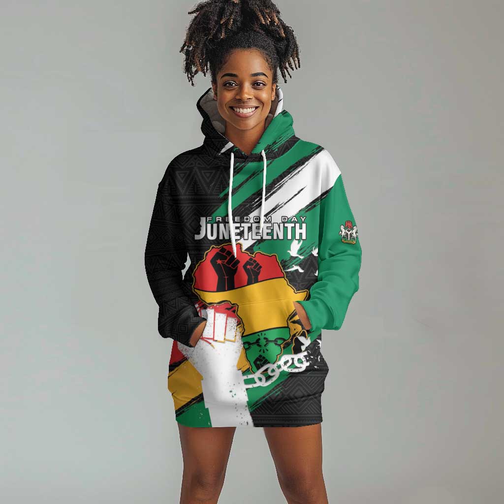 Personalised Afro Nigeria Juneteenth Hoodie Dress Freedom Day