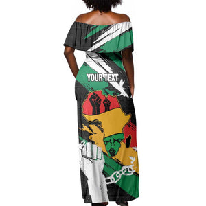 Personalised Afro Nigeria Juneteenth Off Shoulder Maxi Dress Freedom Day