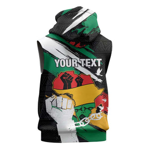 Personalised Afro Nigeria Juneteenth Sleeveless Zip Hoodie Freedom Day - African Pride