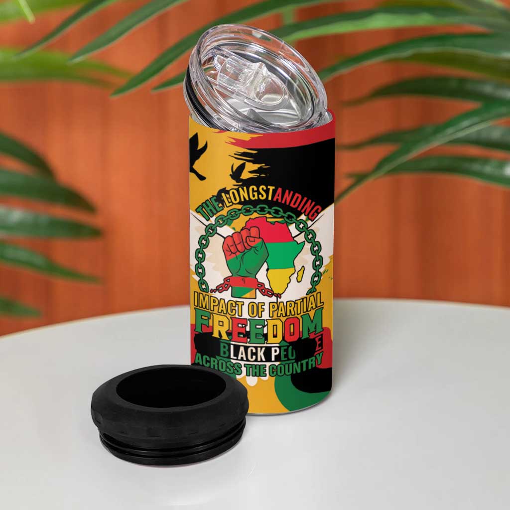 African American Juneteenth 1865 4 in 1 Can Cooler Tumbler Black Freedom