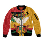African American Juneteenth 1865 Sleeve Zip Bomber Jacket Black Freedom