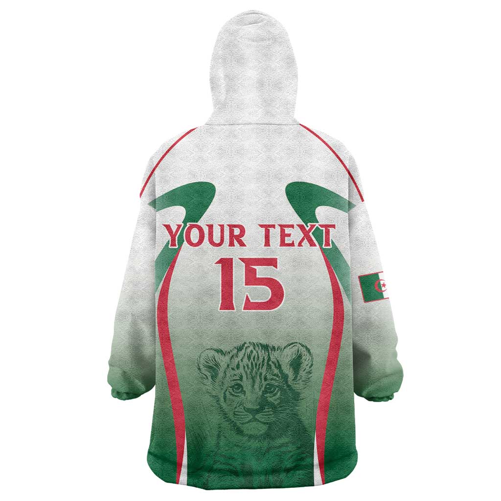 Algeria Rugby Custom Kid Wearable Blanket Hoodie Go Les Lionceaux