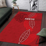 Jamhuri ya Kenya Rugby Area Rug Kenyan Shield Style - Red Color
