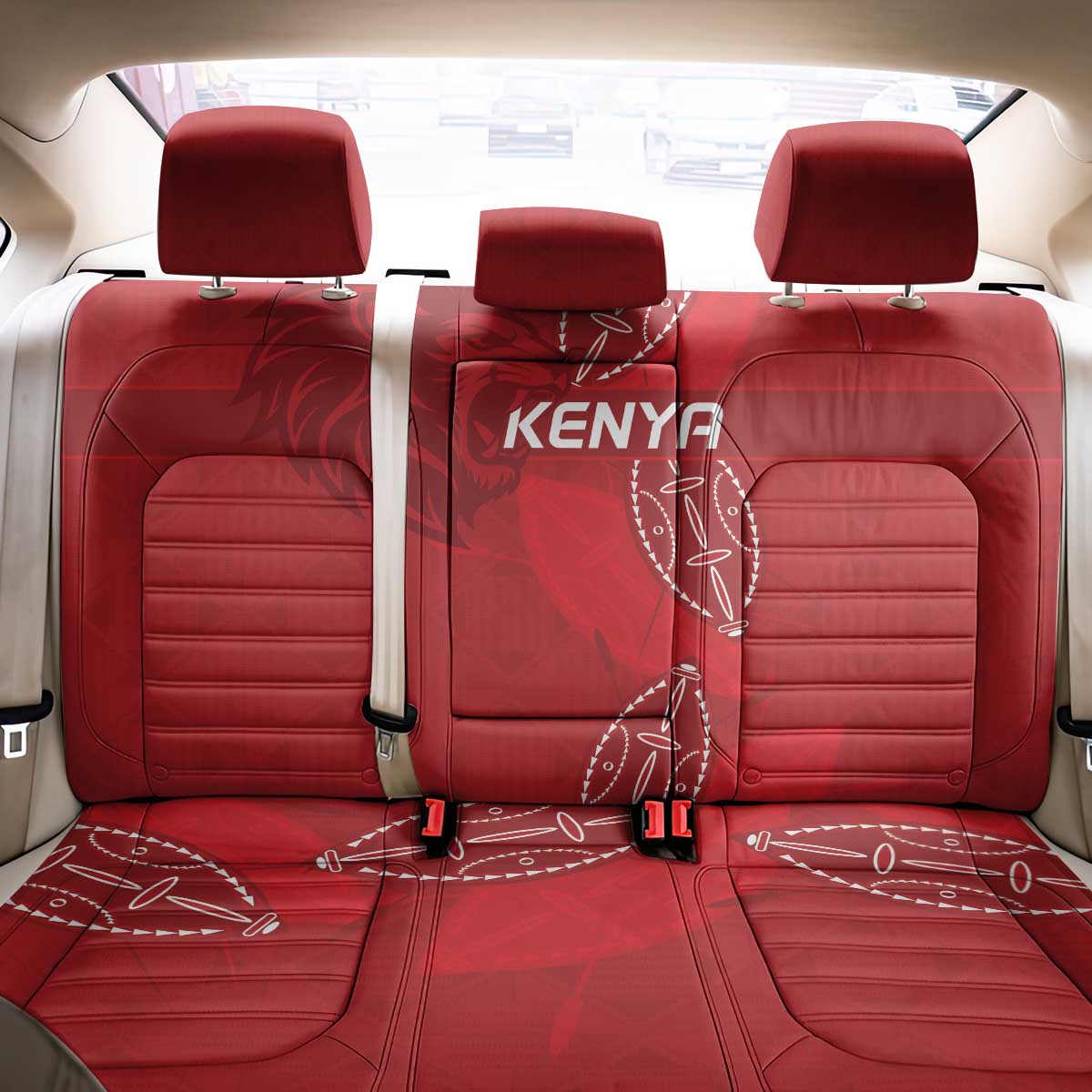 Jamhuri ya Kenya Rugby Back Car Seat Cover Kenyan Shield Style - Red Color