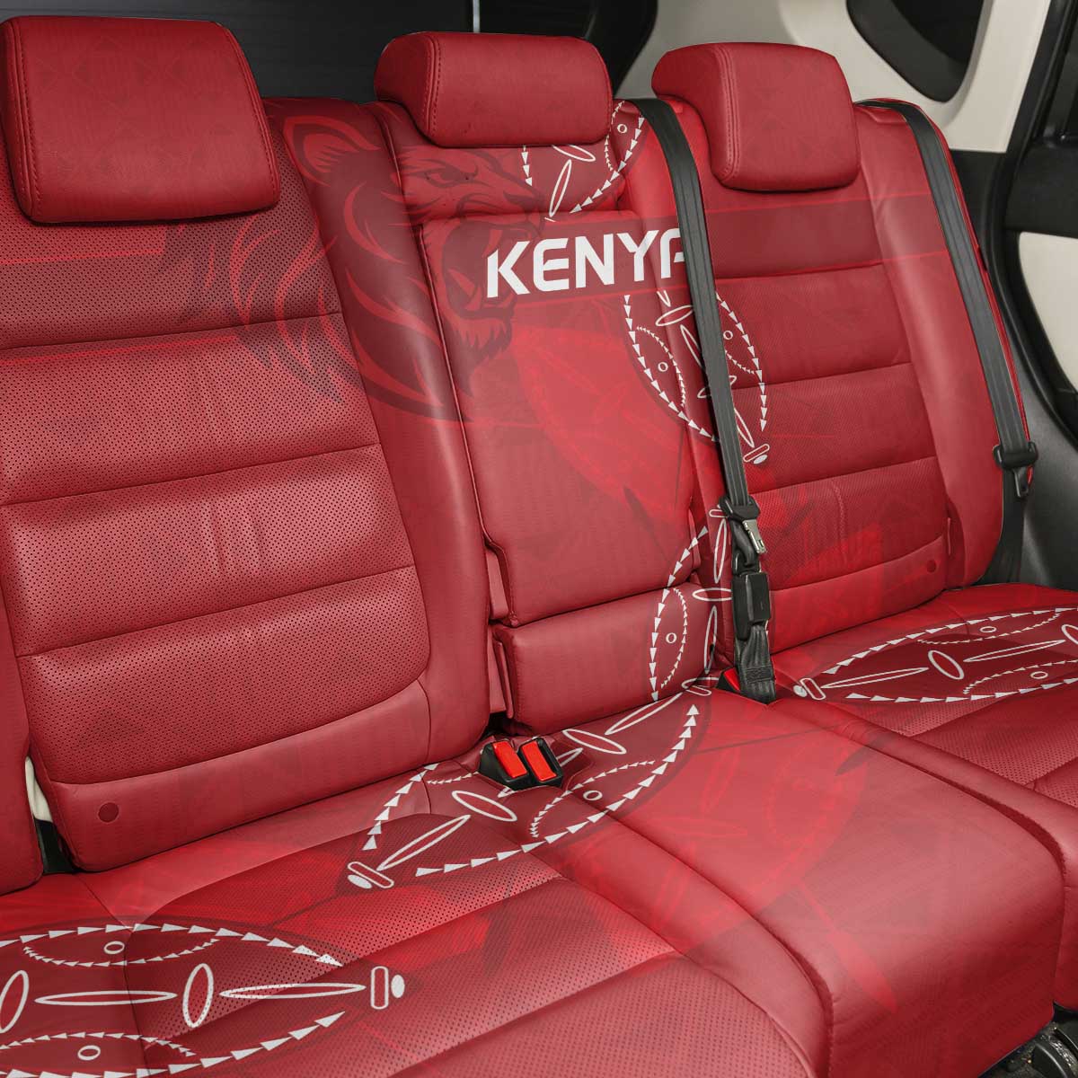Jamhuri ya Kenya Rugby Back Car Seat Cover Kenyan Shield Style - Red Color