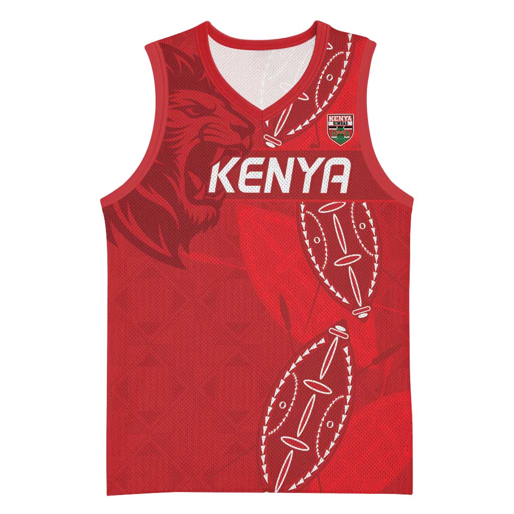 Jamhuri ya Kenya Rugby Custom Basketball Jersey Kenyan Shield Style - Red Color LT15